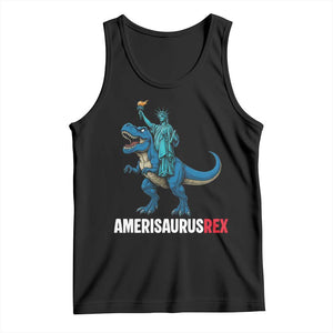 Patriotic Dinosaur Tank Top Funny Amerisaurus Rex Statue Of Liberty Dino TS12 Black Print Your Wear