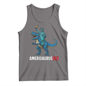Patriotic Dinosaur Tank Top Funny Amerisaurus Rex Statue Of Liberty Dino TS12 Deep Heather Print Your Wear
