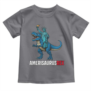 Patriotic Dinosaur Toddler T Shirt Funny Amerisaurus Rex Statue Of Liberty Dino TS12 Charcoal Print Your Wear