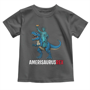 Patriotic Dinosaur Toddler T Shirt Funny Amerisaurus Rex Statue Of Liberty Dino TS12 Dark Heather Print Your Wear