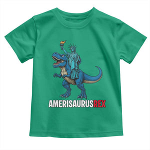 Patriotic Dinosaur Toddler T Shirt Funny Amerisaurus Rex Statue Of Liberty Dino TS12 Irish Green Print Your Wear