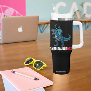 Patriotic Dinosaur Tumbler With Handle Funny Amerisaurus Rex Statue Of Liberty Dino TS12 Print Your Wear