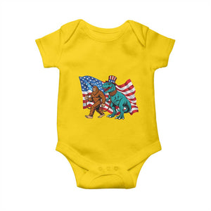 Funny Patriotic Baby Onesie Bigfoot Walking Dinosaur With USA Flag TS12 Daisy Print Your Wear