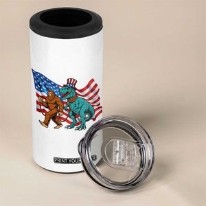 Funny Patriotic 4 in 1 Can Cooler Tumbler Bigfoot Walking Dinosaur With USA Flag TS12 Print Your Wear