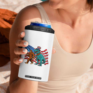 Funny Patriotic 4 in 1 Can Cooler Tumbler Bigfoot Walking Dinosaur With USA Flag TS12 Print Your Wear