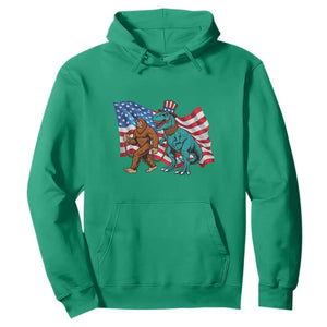 Funny Patriotic Hoodie Bigfoot Walking Dinosaur With USA Flag TS12 Irish Green Print Your Wear