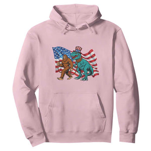 Funny Patriotic Hoodie Bigfoot Walking Dinosaur With USA Flag TS12 Light Pink Print Your Wear