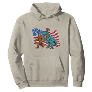Funny Patriotic Hoodie Bigfoot Walking Dinosaur With USA Flag TS12 Sand Print Your Wear