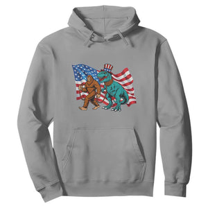 Funny Patriotic Hoodie Bigfoot Walking Dinosaur With USA Flag TS12 Sport Gray Print Your Wear