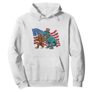 Funny Patriotic Hoodie Bigfoot Walking Dinosaur With USA Flag TS12 White Print Your Wear