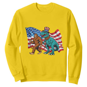 Funny Patriotic Sweatshirt Bigfoot Walking Dinosaur With USA Flag TS12 Daisy Print Your Wear