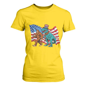 Funny Patriotic T Shirt For Women Bigfoot Walking Dinosaur With USA Flag TS12 Daisy Print Your Wear