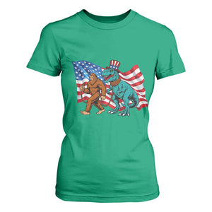 Funny Patriotic T Shirt For Women Bigfoot Walking Dinosaur With USA Flag TS12 Irish Green Print Your Wear
