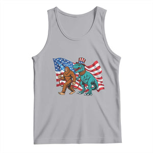 Funny Patriotic Tank Top Bigfoot Walking Dinosaur With USA Flag TS12 Athletic Heather Print Your Wear