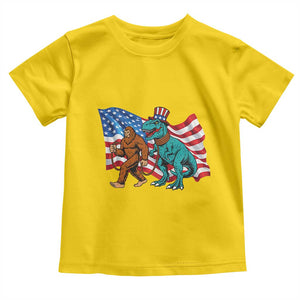 Funny Patriotic Toddler T Shirt Bigfoot Walking Dinosaur With USA Flag TS12 Daisy Print Your Wear