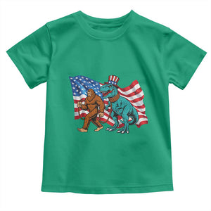 Funny Patriotic Toddler T Shirt Bigfoot Walking Dinosaur With USA Flag TS12 Irish Green Print Your Wear