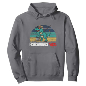 Funny Dinosaur Hoodie Fishsaurus Rex Fishing Lover TS12 Charcoal Print Your Wear