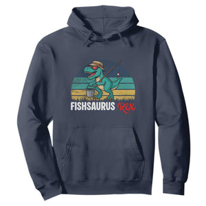 Funny Dinosaur Hoodie Fishsaurus Rex Fishing Lover TS12 Navy Print Your Wear