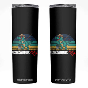 Funny Dinosaur Skinny Tumbler Fishsaurus Rex Fishing Lover TS12 Black Print Your Wear