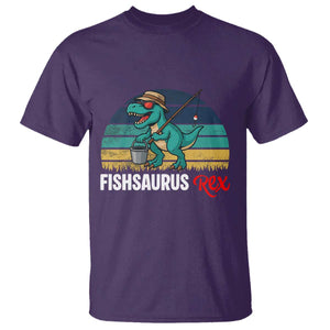 Funny Dinosaur T Shirt Fishsaurus Rex Fishing Lover TS12 Purple Print Your Wear