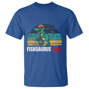 Funny Dinosaur T Shirt Fishsaurus Rex Fishing Lover TS12 Royal Blue Print Your Wear