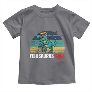 Funny Dinosaur Toddler T Shirt Fishsaurus Rex Fishing Lover TS12 Charcoal Print Your Wear