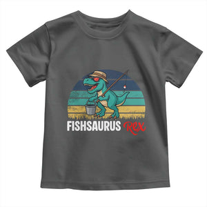 Funny Dinosaur Toddler T Shirt Fishsaurus Rex Fishing Lover TS12 Dark Heather Print Your Wear
