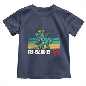 Funny Dinosaur Toddler T Shirt Fishsaurus Rex Fishing Lover TS12 Navy Print Your Wear