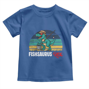 Funny Dinosaur Toddler T Shirt Fishsaurus Rex Fishing Lover TS12 Royal Blue Print Your Wear