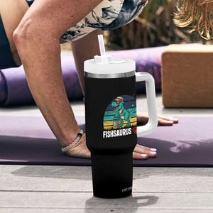 Funny Dinosaur Tumbler With Handle Fishsaurus Rex Fishing Lover TS12 Print Your Wear