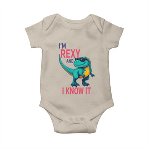Funny Dinosaur Baby Onesie I Am Rexy And I Know It TS12 Sand Print Your Wear