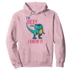 Funny Dinosaur Hoodie I Am Rexy And I Know It TS12 Light Pink Print Your Wear