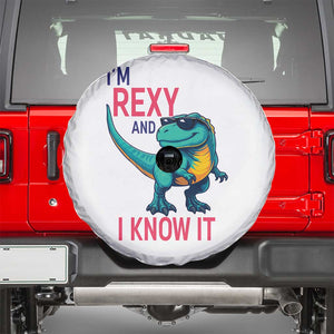 Funny Dinosaur Spare Tire Cover I Am Rexy And I Know It TS12 White Print Your Wear