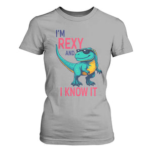 Funny Dinosaur T Shirt For Women I Am Rexy And I Know It TS12 Sport Gray Print Your Wear