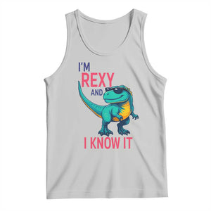 Funny Dinosaur Tank Top I Am Rexy And I Know It TS12 Ash Print Your Wear