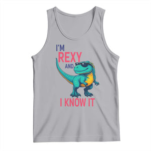 Funny Dinosaur Tank Top I Am Rexy And I Know It TS12 Athletic Heather Print Your Wear