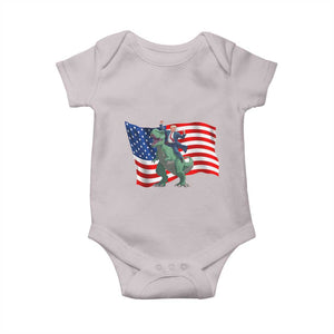 Funny Trump Riding Dinosaur Baby Onesie America Flag Patriotic TS12 Ice Gray Print Your Wear