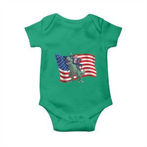 Funny Trump Riding Dinosaur Baby Onesie America Flag Patriotic TS12 Irish Green Print Your Wear