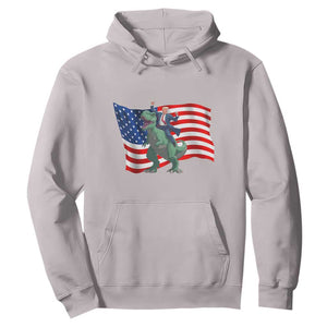 Funny Trump Riding Dinosaur Hoodie America Flag Patriotic TS12 Ice Gray Print Your Wear