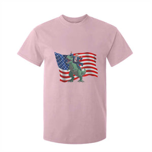 Funny Trump Riding Dinosaur T Shirt For Kid America Flag Patriotic TS12 Light Pink Print Your Wear
