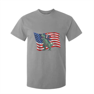 Funny Trump Riding Dinosaur T Shirt For Kid America Flag Patriotic TS12 Sport Gray Print Your Wear
