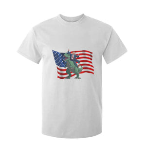 Funny Trump Riding Dinosaur T Shirt For Kid America Flag Patriotic TS12 White Print Your Wear