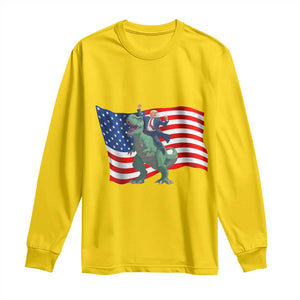 Funny Trump Riding Dinosaur Long Sleeve Shirt America Flag Patriotic TS12 Daisy Print Your Wear