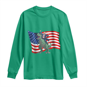 Funny Trump Riding Dinosaur Long Sleeve Shirt America Flag Patriotic TS12 Irish Green Print Your Wear