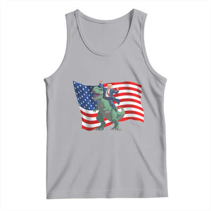 Funny Trump Riding Dinosaur Tank Top America Flag Patriotic TS12 Athletic Heather Print Your Wear