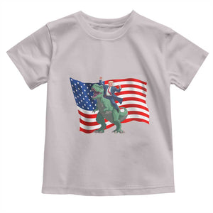 Funny Trump Riding Dinosaur Toddler T Shirt America Flag Patriotic TS12 Ice Gray Print Your Wear