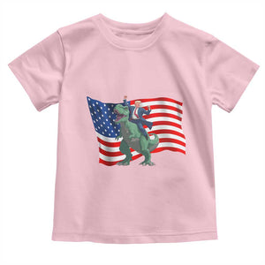 Funny Trump Riding Dinosaur Toddler T Shirt America Flag Patriotic TS12 Light Pink Print Your Wear