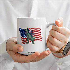 Funny Trump Riding Dinosaur Coffee Mug America Flag Patriotic TS12 Print Your Wear