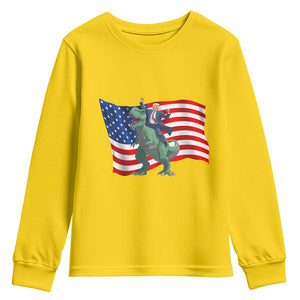 Funny Trump Riding Dinosaur Youth Sweatshirt America Flag Patriotic TS12 Daisy Print Your Wear