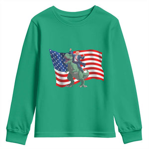 Funny Trump Riding Dinosaur Youth Sweatshirt America Flag Patriotic TS12 Irish Green Print Your Wear